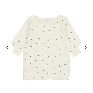 4/$25 Lil Legs THREE QUARTER SLEEVE CHERRY TEE Shirt Ivory Red Girls Size 14